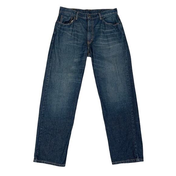 Levis Jeans Mens 36 Blue Medium Wash 550 Straight High Rise 5 Pocket Denim - Picture 1 of 14